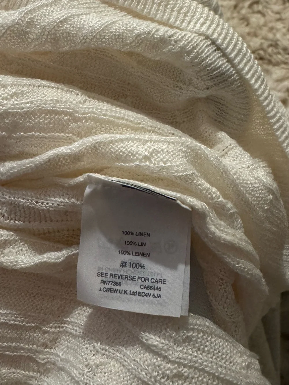 J. Crew Cream Crewneck Lightweight Knit Sweater